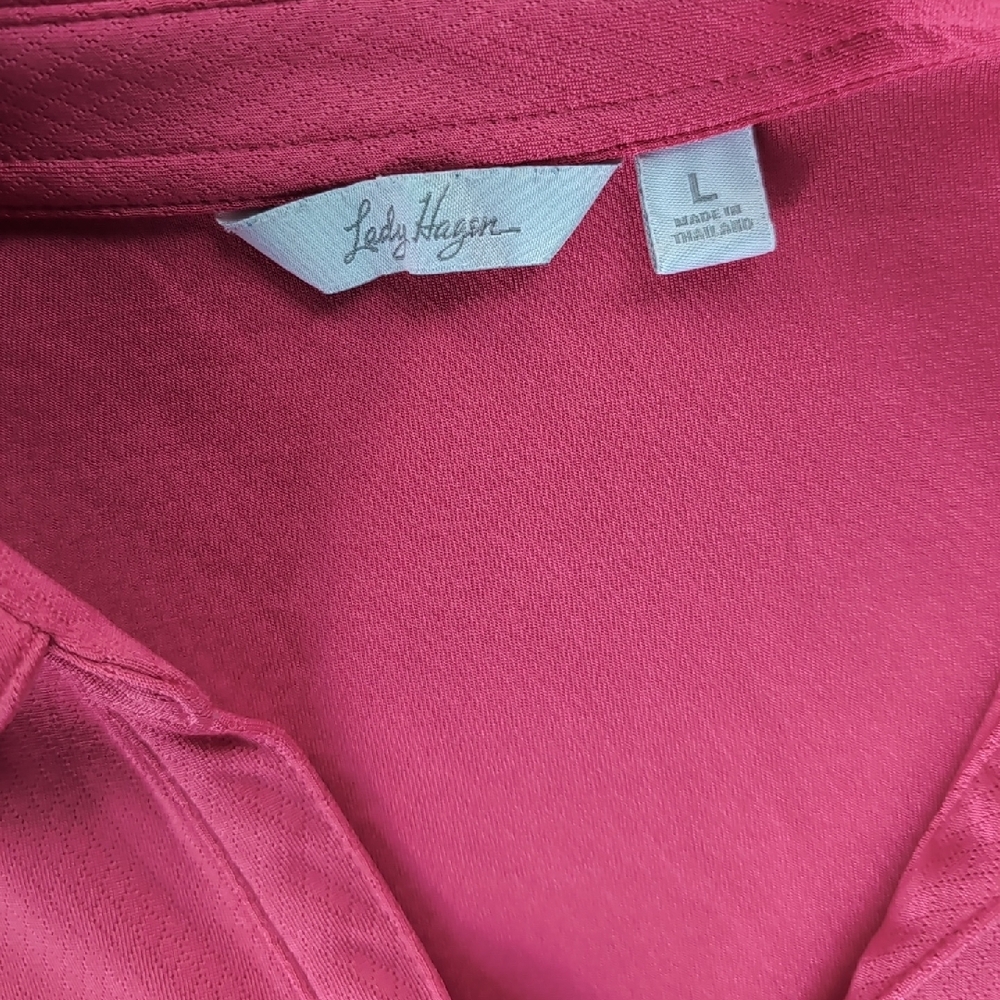 Lady Hagen Teal And Hot Pink Short Sleeve Polo Tops. - Picture 5 of 5
